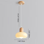 Contemporary Nordic Round Wood Glass 1-light Pendant Light for Living Room