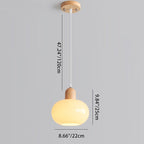 Contemporary Nordic Round Wood Glass 1-light Pendant Light for Living Room