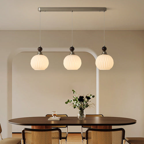 Traditional Vintage Oval Iron Wood Glass 1/3-Light Pendant Light For Living Room