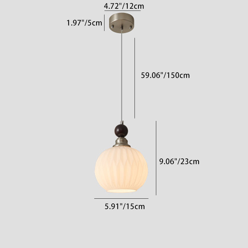 Traditional Vintage Oval Iron Wood Glass 1/3-Light Pendant Light For Living Room