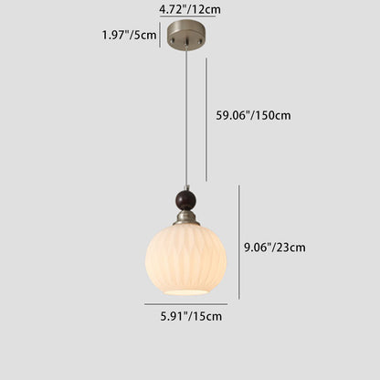 Traditional Vintage Oval Iron Wood Glass 1/3-Light Pendant Light For Living Room