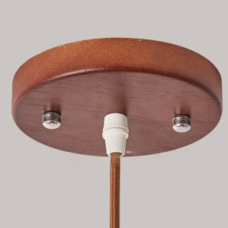 Contemporary Nordic Round Wood Glass 1-light Pendant Light for Living Room BulbSquare