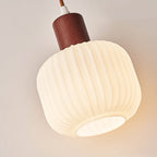 Contemporary Nordic Round Wood Glass 1-light Pendant Light for Living Room BulbSquare
