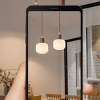 Contemporary Nordic Round Wood Glass 1-light Pendant Light for Living Room BulbSquare