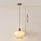 Contemporary Nordic Round Wood Glass 1-light Pendant Light for Living Room BulbSquare