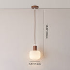Contemporary Nordic Round Wood Glass 1-light Pendant Light for Living Room BulbSquare