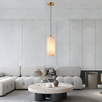 Contemporary Luxury Column Stone Glass LED Pendant Light For Living Room