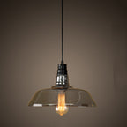 Contemporary Industrial Round Iron Glass 1-Light Pendant Light For Living Room