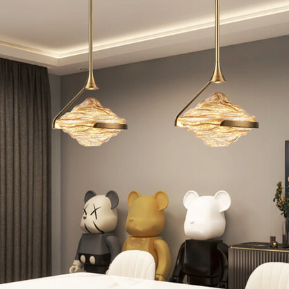 Modern Luxury Oval Iron Glass LED Pendant Light for Living Room