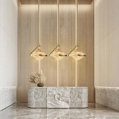 Modern Luxury Oval Iron Glass LED Pendant Light for Living Room