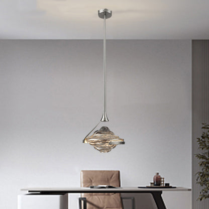 Modern Luxury Oval Iron Glass LED Pendant Light for Living Room