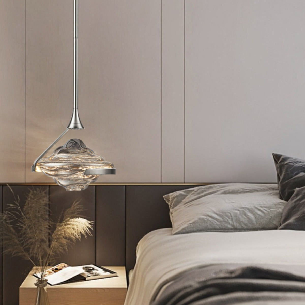 Modern Luxury Oval Iron Glass LED Pendant Light for Living Room