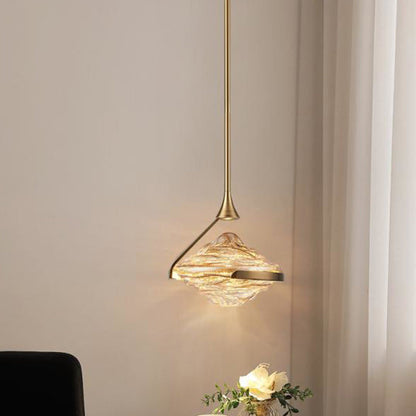 Modern Luxury Oval Iron Glass LED Pendant Light for Living Room