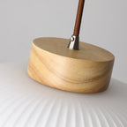 Traditional Japanese Round Wood Glass 1-light Pendant Light for Living Room BulbSquare