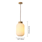 Traditional Japanese Round Wood Glass 1-light Pendant Light for Living Room BulbSquare