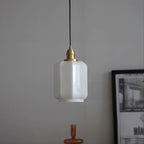 Traditional Japanese Column Copper Glass 1-light Pendant Light for Living Room