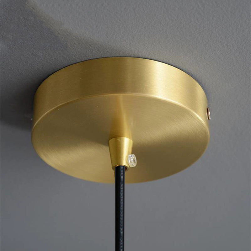 Traditional Japanese Column Copper Glass 1-light Pendant Light for Living Room