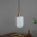 Traditional Japanese Column Copper Glass 1-light Pendant Light for Living Room