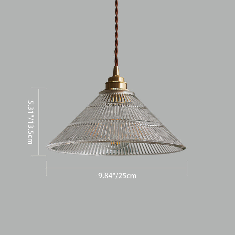 Contemporary Scandinavian Cone Copper Glass 1-light Pendant Light for Living Room