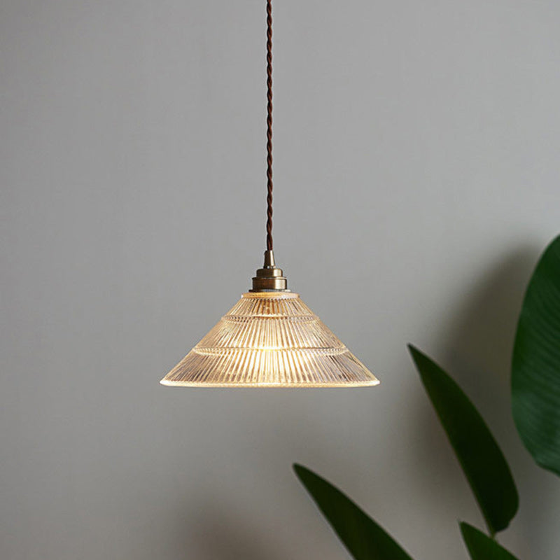 Contemporary Scandinavian Cone Copper Glass 1-light Pendant Light for Living Room