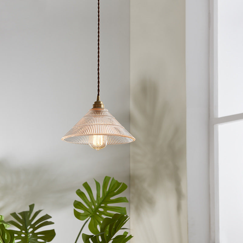 Contemporary Scandinavian Cone Copper Glass 1-light Pendant Light for Living Room