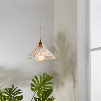 Contemporary Scandinavian Cone Copper Glass 1-light Pendant Light for Living Room