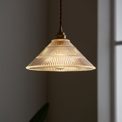 Contemporary Scandinavian Cone Copper Glass 1-light Pendant Light for Living Room