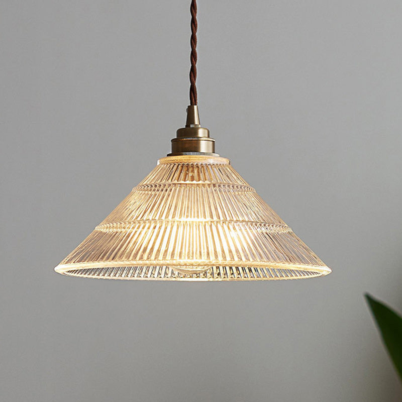Contemporary Scandinavian Cone Copper Glass 1-light Pendant Light for Living Room
