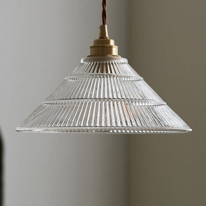Contemporary Scandinavian Cone Copper Glass 1-light Pendant Light for Living Room