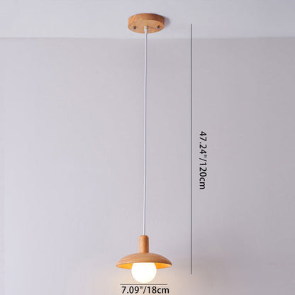 Traditional Japanese Dome Wood Glass 1/3-Light Pendant Light For Living Room