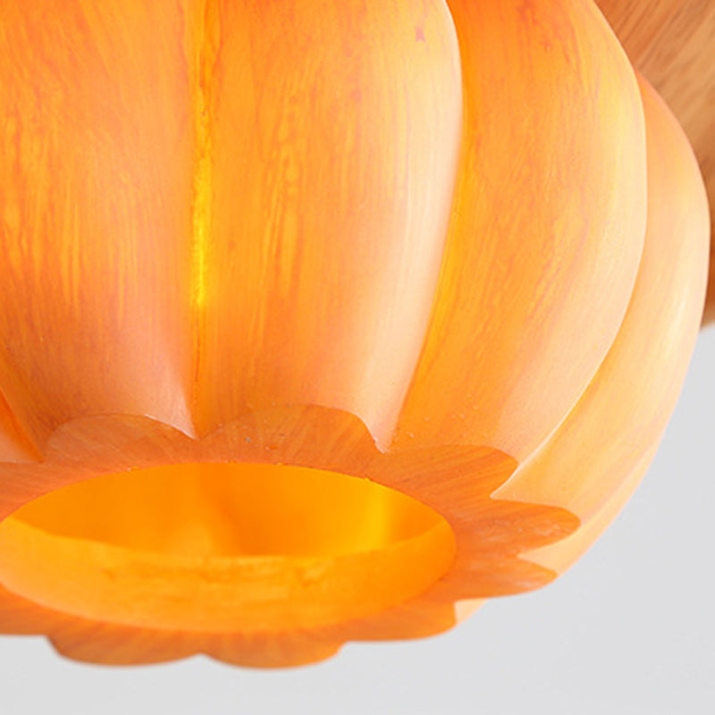 Contemporary Nordic Pumpkin Wood Resin 1-Light Pendant Light For Living Room