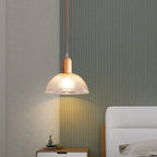 Contemporary Nordic Dome Wood Glass 1-Light Pendant Light For Living Room