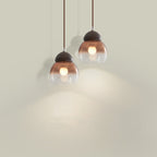 Contemporary Retro Oval Wood Glass 1-Light Pendant Light For Living Room