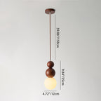 Traditional Japanese Spherical Wood Glass 1-light Pendant Light for Living Room