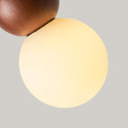 Traditional Japanese Spherical Wood Glass 1-light Pendant Light for Living Room