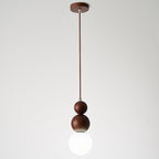 Traditional Japanese Spherical Wood Glass 1-light Pendant Light for Living Room