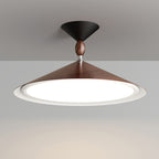 Traditional Japanese Cone Iron Acrylic LED Semi-Flush Mount Ceiling Light For Dining Room