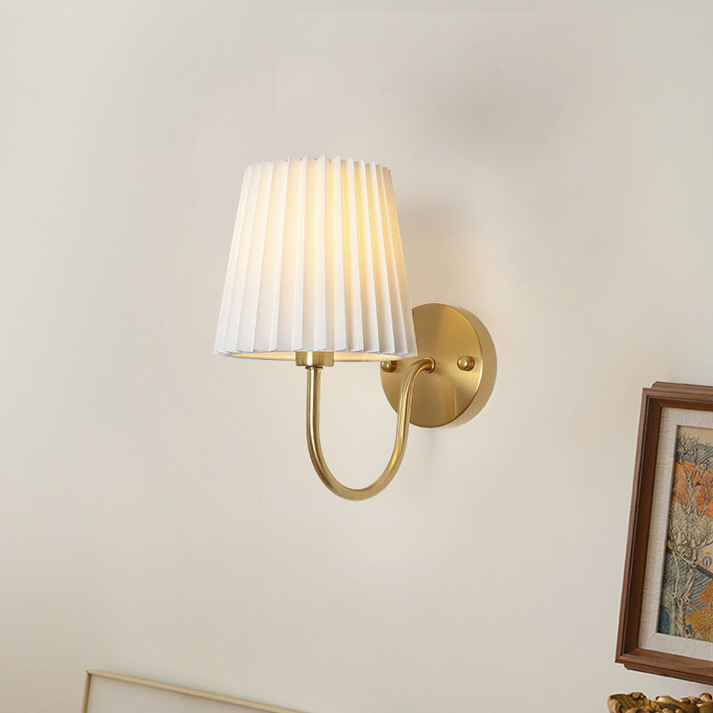 Contemporary Retro Drum Iron Fabric 1-Light Wall Sconce Lamp For Living Room