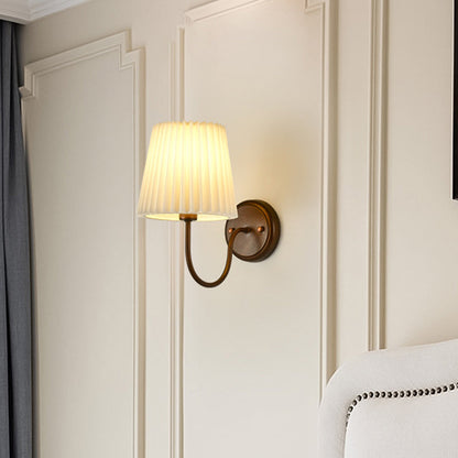 Contemporary Retro Drum Iron Fabric 1-Light Wall Sconce Lamp For Living Room