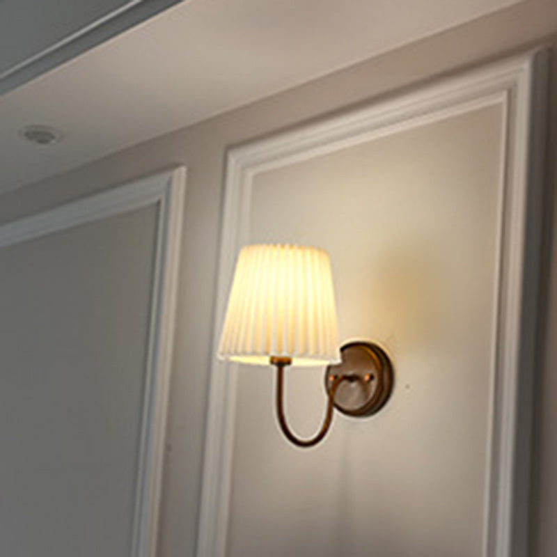 Contemporary Retro Drum Iron Fabric 1-Light Wall Sconce Lamp For Living Room