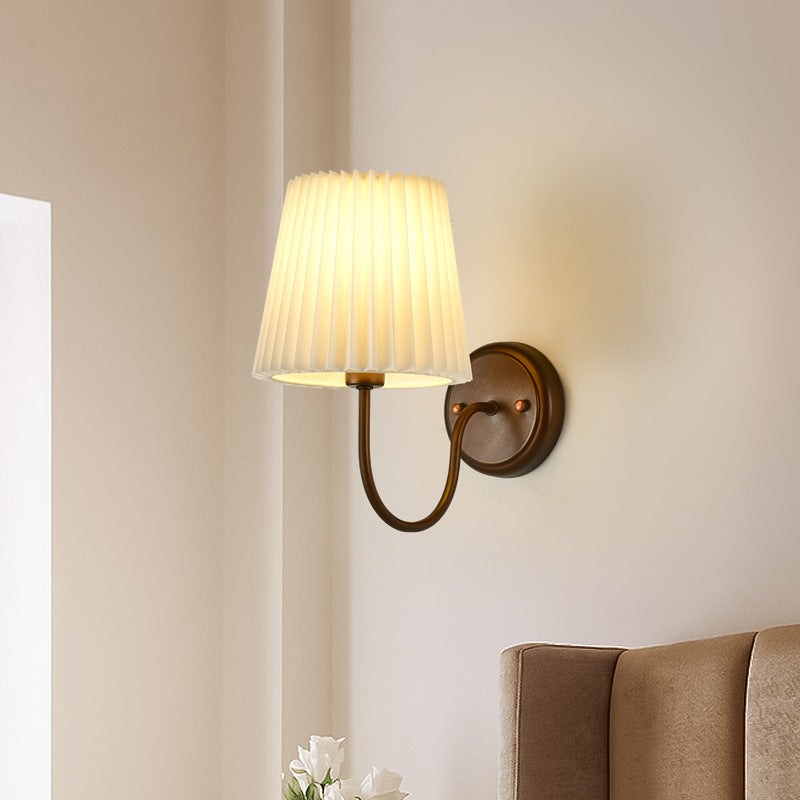 Contemporary Retro Drum Iron Fabric 1-Light Wall Sconce Lamp For Living Room