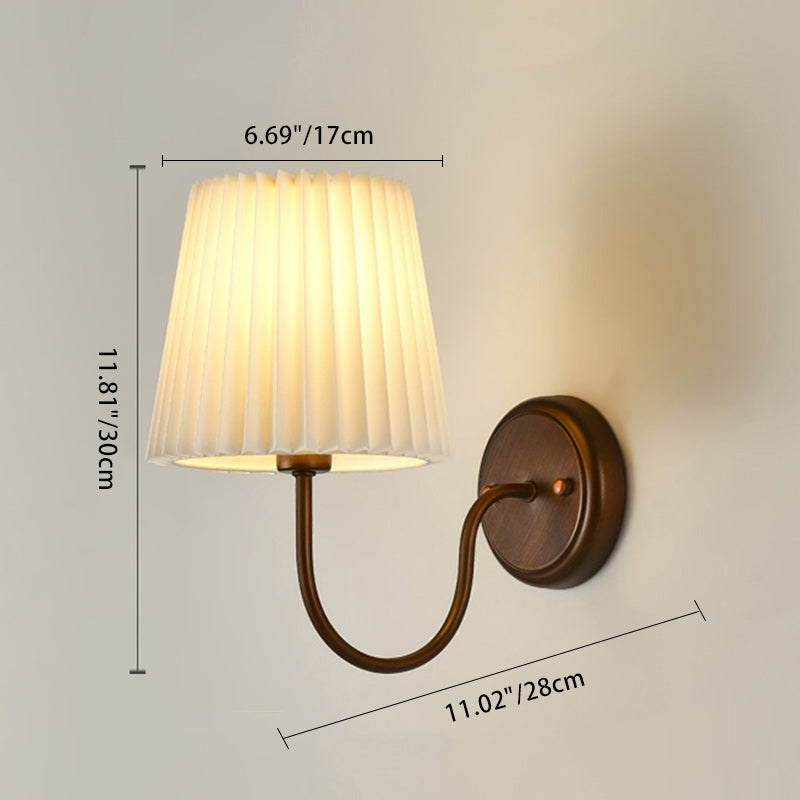 Contemporary Retro Drum Iron Fabric 1-Light Wall Sconce Lamp For Living Room
