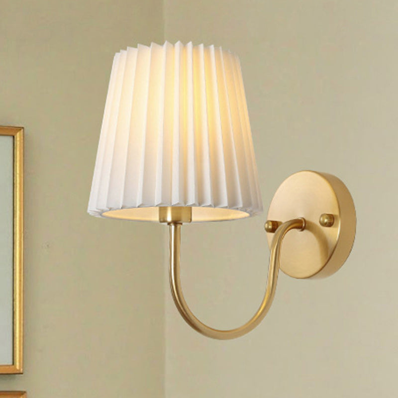 Contemporary Retro Drum Iron Fabric 1-Light Wall Sconce Lamp For Living Room