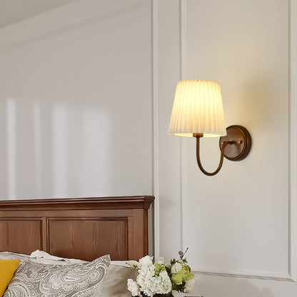 Contemporary Retro Drum Iron Fabric 1-Light Wall Sconce Lamp For Living Room