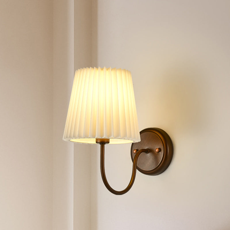 Contemporary Retro Drum Iron Fabric 1-Light Wall Sconce Lamp For Living Room