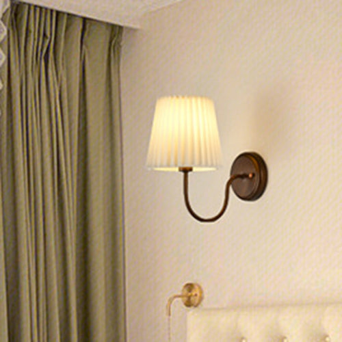 Contemporary Retro Drum Iron Fabric 1-Light Wall Sconce Lamp For Living Room
