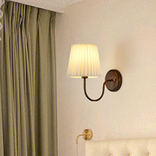 Contemporary Retro Drum Iron Fabric 1-Light Wall Sconce Lamp For Living Room