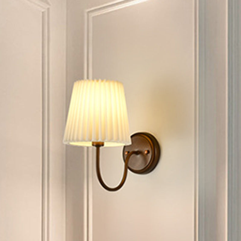 Contemporary Retro Drum Iron Fabric 1-Light Wall Sconce Lamp For Living Room
