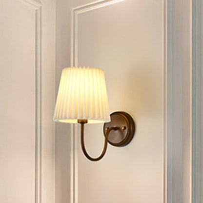 Contemporary Retro Drum Iron Fabric 1-Light Wall Sconce Lamp For Living Room