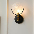 Traditional French Round Iron Glass 1-Light Wall Sconce Lamp For Living Room
